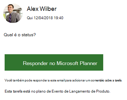 Captura de tela: Mostrando um exemplo de uma mensagem de email de grupo que você pode receber.