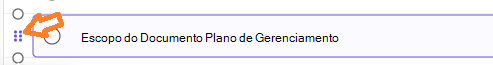 Alça de seis pontos usada para selecionar uma linha de tarefa.