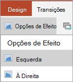 Opções de efeito