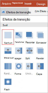 Remover transições