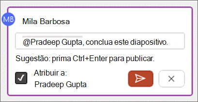 Atribua à caixa marcar no corpo do comentário.