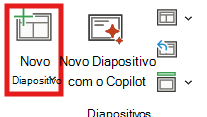Captura de ecrã a mostrar o novo esquema de diapositivo.