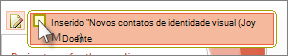 Aceite uma alteração marcando a caixa