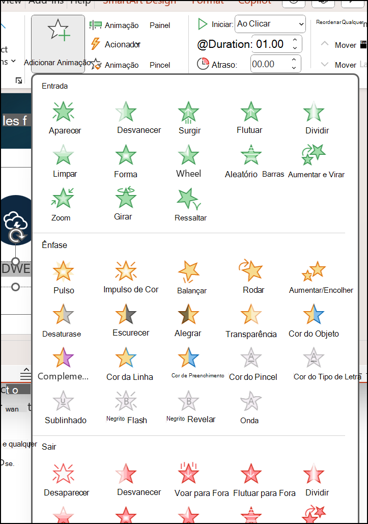 Adicionar Animação do PowerPoint do Office 365