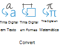 Captura de tela mostrando os botões de conversão de tinta na guia Desenhar