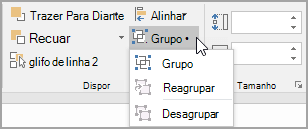 Comando de grupo no grupo Organizar do PowerPoint