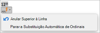 Mostra a opção de parar de substituir ordinais automaticamente