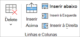 Opções no grupo Linhas & Colunas