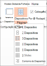 Opções de slides por página
