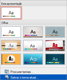 Mostra a opção Salvar Tema Atual no menu Mais