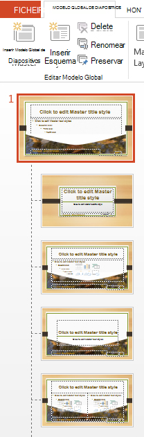A miniatura na parte superior é o slide mestre.