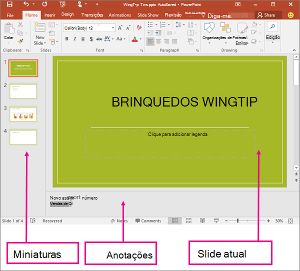 Mostra o Modo de Exibição Normal no PowerPoint