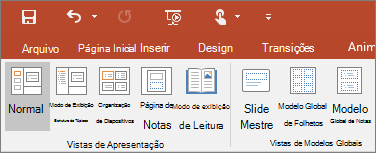 Mostra o menu Exibição no PowerPoint