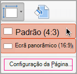 Clique em Configuração de Página