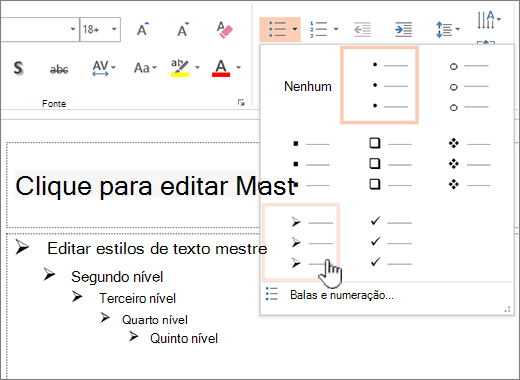 Configurando a bala padrão para todos os níveis