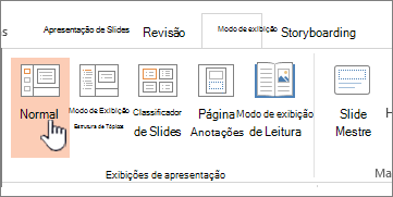 Exibir faixa de opções com Normal realçado