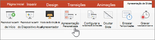 Botão Reproduzir apresentação personalizada