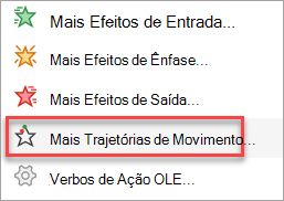 Onde encontrar mais caminhos de animação do que apenas aqueles no menu Adicionar animação.