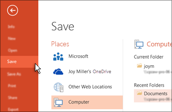 Salvar sua apresentação do PowerPoint