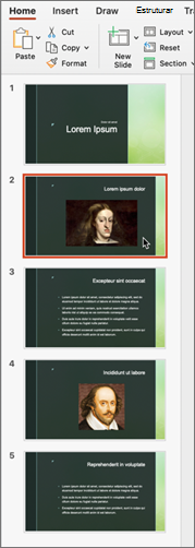 Painel de slide
