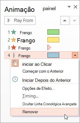 Remover um efeito de animação