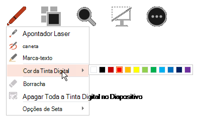 Aponte para Cor da Tinta e selecione a cor desejada no menu pop-up
