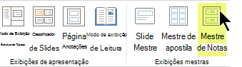 Na guia Exibir da faixa de opções, selecione Anotações Mestras.