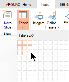 Na guia Inserir, selecione Tabela.