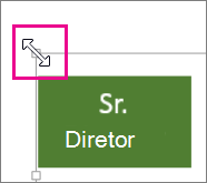 Arraste a alça de dimensionamento de canto para redimensionar o organograma