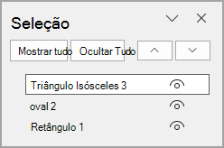 Painel Selectio com três objetos na ordem de inserção