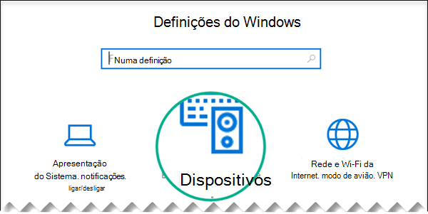 Selecione Dispositivos na caixa de diálogo Configurações do Windows