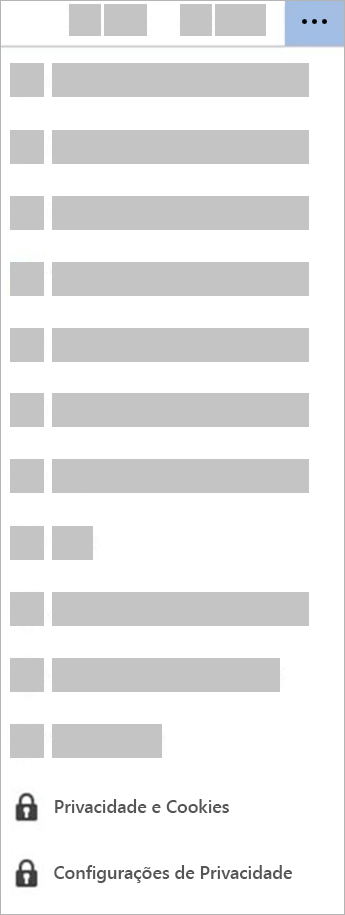 Captura de tela mostrando a opção Configurações de Privacidade no modo de exibição