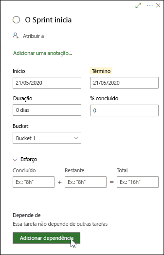 Adicionar dependência a uma tarefa
