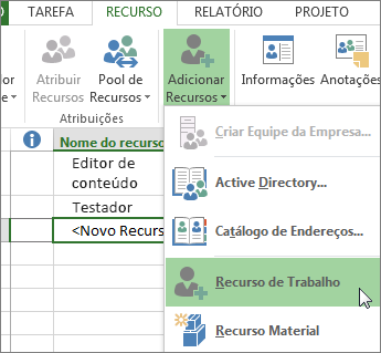 adicionar novos recursos de pessoas