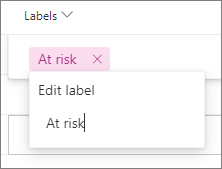 Editar uma etiqueta na vista do Project Grid