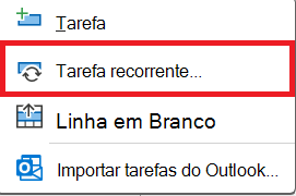 Imagem do comando Tarefa Recorrente