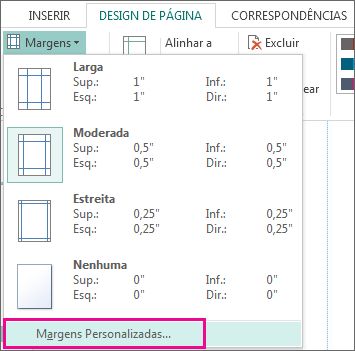 Margens personalizadas para impressão