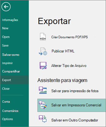 Clique em Guardar para uma impressora comercial