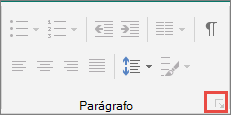 Clique no inicializador da caixa de diálogo Parágrafo