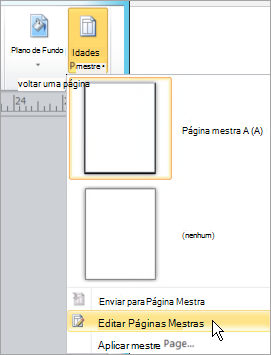 Selecionar Editar Páginas Mestras no menu Páginas Mestras