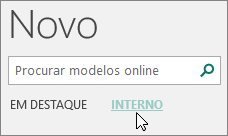 Captura de tela das categorias de modelos internos do Publisher.