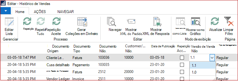 Histórico de SII