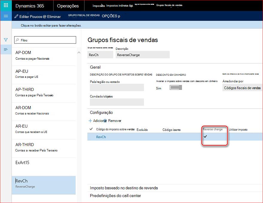 Esta imagem mostra-lhe como inverter os custos nas transações fiscais de vendas.