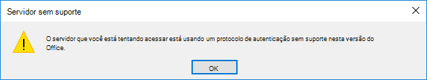 Captura de ecrã de erro de servidor não suportado.