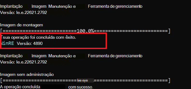 Captura de tela do GetWinREVersion