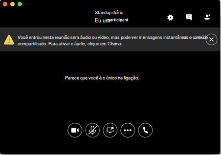 Captura de tela mostrando como ingressar em uma reunião sem áudio