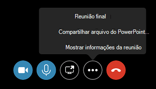 Comando Encerrar reunião no menu Mais Opções (...)