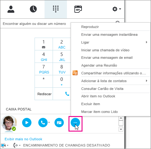 Caixa postal: mais opções.