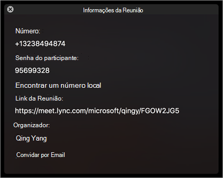 Convidar usuários para uma reunião por email