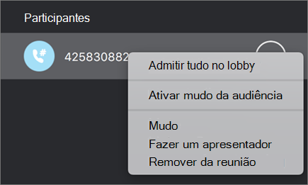 Gerenciar pessoas em suas reuniões e chamadas